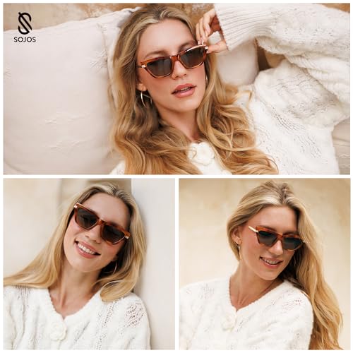 SOJOS Retro Polarized Cat Eye Sunglasses Womens Vintage Shades Trendy Stylish Sunnies SJ2361A3
