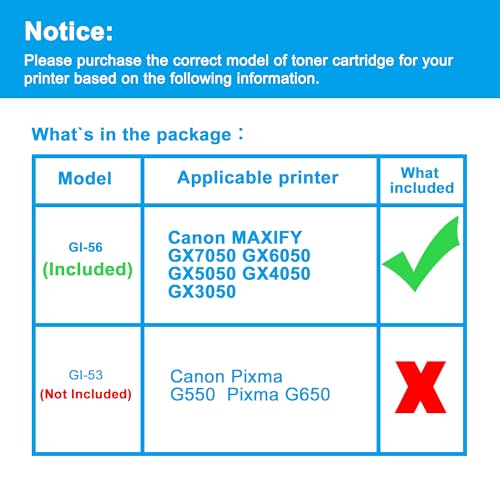 LCL Compatible Ink Bottle GI-56 GI-56BK (1PK Black 170ml) Replacement for Canon MAXIFY GX7050 GX6050 GX5050 GX4050 GX3050 Printers - Image 2