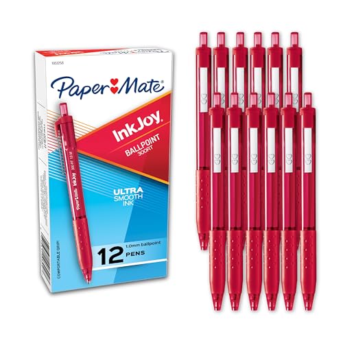 Image of Paper Mate InkJoy 300RT Retractable Ballpoint Pens, Medium Point, Red, Box of 12 (1951258)