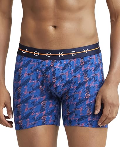 Image of Jockey NY03 Men's Super Combed Cotton Elastane Stretch Printed Boxer Brief with Ultrasoft Waistband (Prints May Vary)
