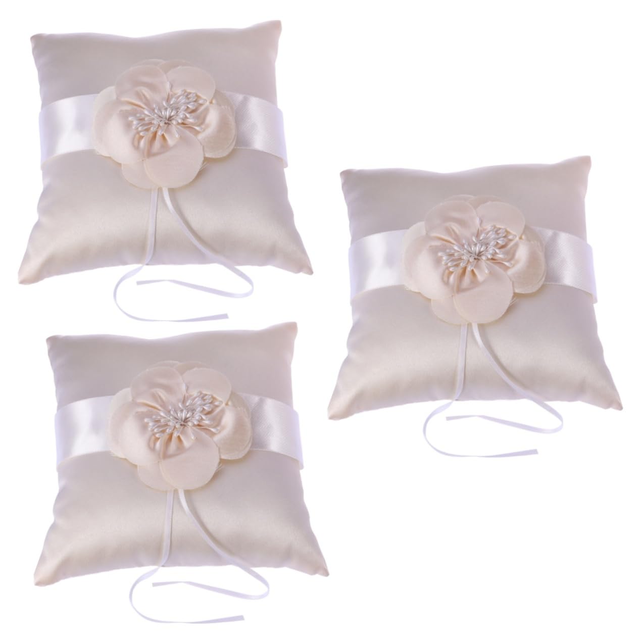 Alipis 3stücke Hochzeitsringkissen Mit Blumen Und Satinband Elegantes Ringträgerkissen Für Trauungen Und Verlobungen Weich Und Bequem Perfektes Accessoire Für Ihre Hochzeit