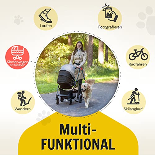 Hundefreund Joggingleine mit Bauchgurt Rot | Laufleine Elastisch Ruckdämpfend Reflektierend für mittelgroße und große Hunde bis 70 kg | Freie Hände zum Joggen Laufen Radfahren Wandern