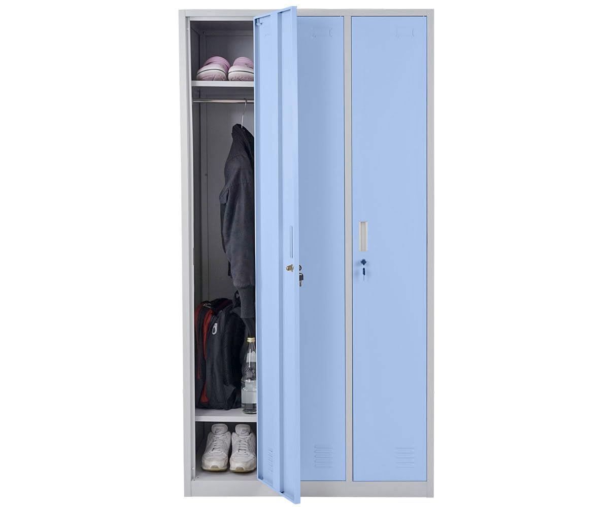 Mendler Schließfach Boston T829 Metall 3 Fächer - blau