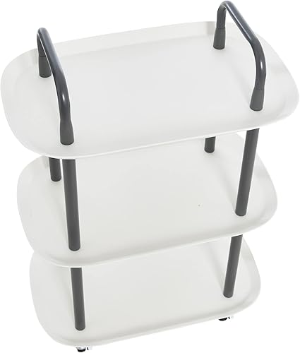 Miniatura 8 de Main + Mesa Carrito moderno de plástico y metal de 3 niveles, blanco y gris oscuro Blanco y gris,negro & verde oscuro,Negro y arena,Blanco y