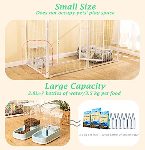 Automatic Pet Feeder and Waterer Dispenser Set, Dog Food and Water Dispenser Station, Self-Dispensing Gravity Water Fountain for Small Medium Puppy and Kitten, Cat/Dog Food Bowl 3.8L/ 1 Gal x 2. - Thumbnail 4