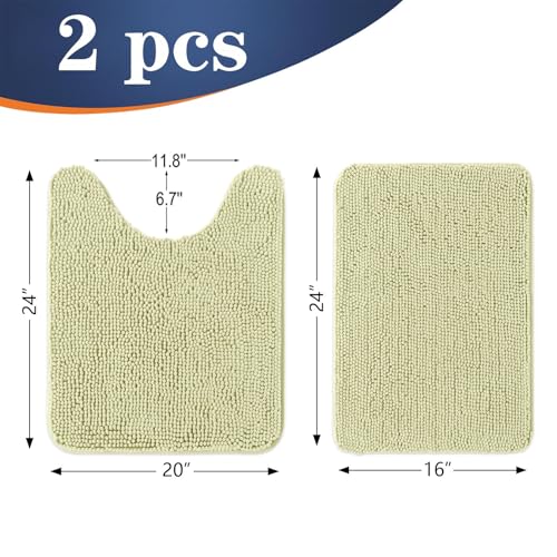 Image of OLANLY Bathroom Rugs Sets 2 Piece, Soft Absorbent Chenille Bath Mats and U-Shaped Contour Toilet Mat Area Rug Set, Machine Washable Bath Carpet, Home Decor Accessories(24 inchx16 inch+24 inchx20 inch, Vanilla)
