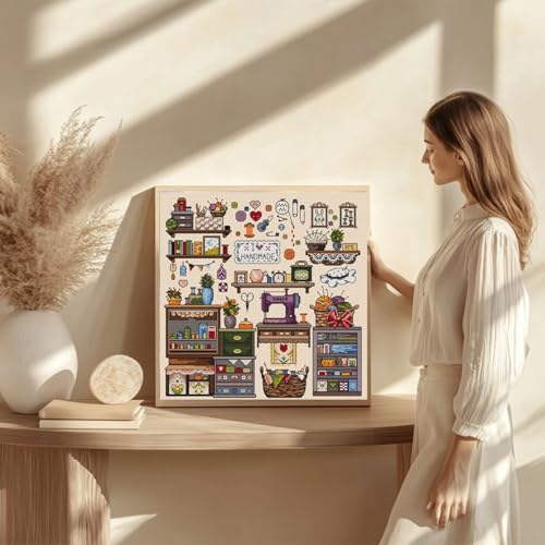 Image of ZuoAnLF Cross Stitch Kits for Adults,14CT Stamped Cross Stitch Kits for Beginner,DIY Needlepoint Embroidery Patterns Kits Embroidery Patterns for Gift Home Wall Decor 16x16 Inch (DIY)