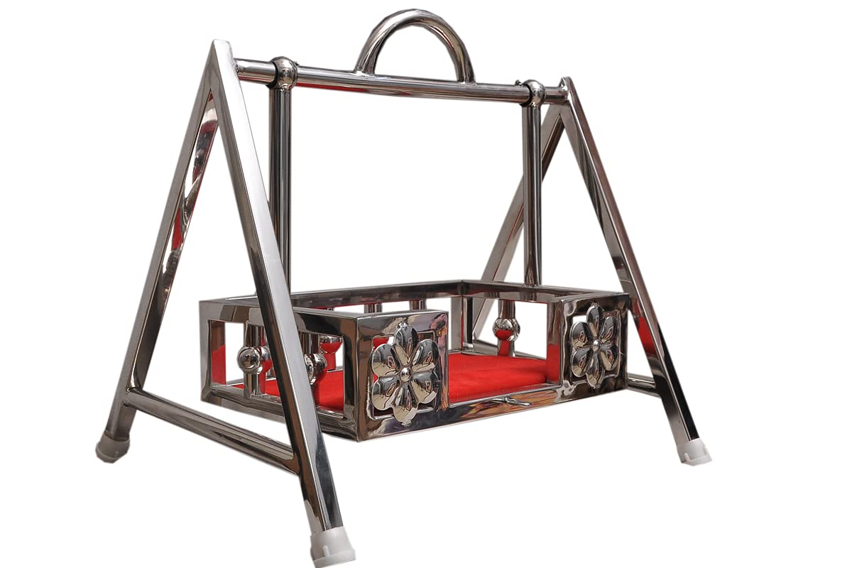 Buy P P CHAIR Stainless Steel Laddu Nand Bal Gopal Kanha Ji Royal Jhula