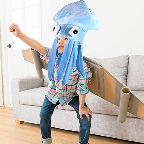 ABOOFAN Rainbow Squid Hat Chapéus de festa engraçados e loucos Chapéu de animais do mar Cocar de pol