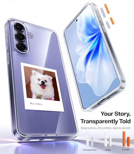 Image of TORRAS Shockproof for Samsung Galaxy S26 Case, [Not Yellowing] [12FT Military-Grade Protection] Thin & Soft Touch Transparent Case for Samsung S26 with 3 Colors DIY Buttons [Anti-Slip], Diamond Clear