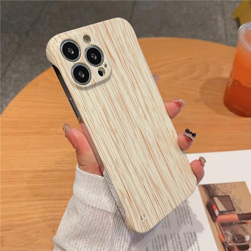 Coque iPhone 13 antichoc en PC rigide ultra fine texture bois naturel blanc sans cadre