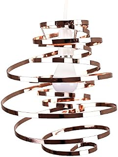 MiniSun Contemporary Copper Metal Double Ribbon Spiral Swirl Ceiling Light Pendant