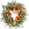24 Inch Large Sunflower Pumpkin Autumn Wreath Indoor Outdoor Fall Door Wreath for Home Wall Harvest Thanksgiving Decor