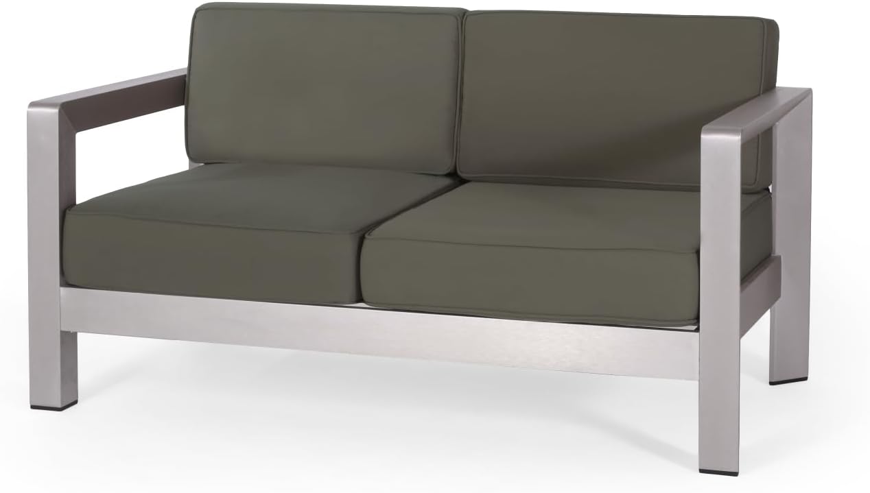 Aviara Loveseat Silver Aluminum Luxurious Outdoor Loveseat for Summer Serenity Patio & Porch Seasonal Comfort