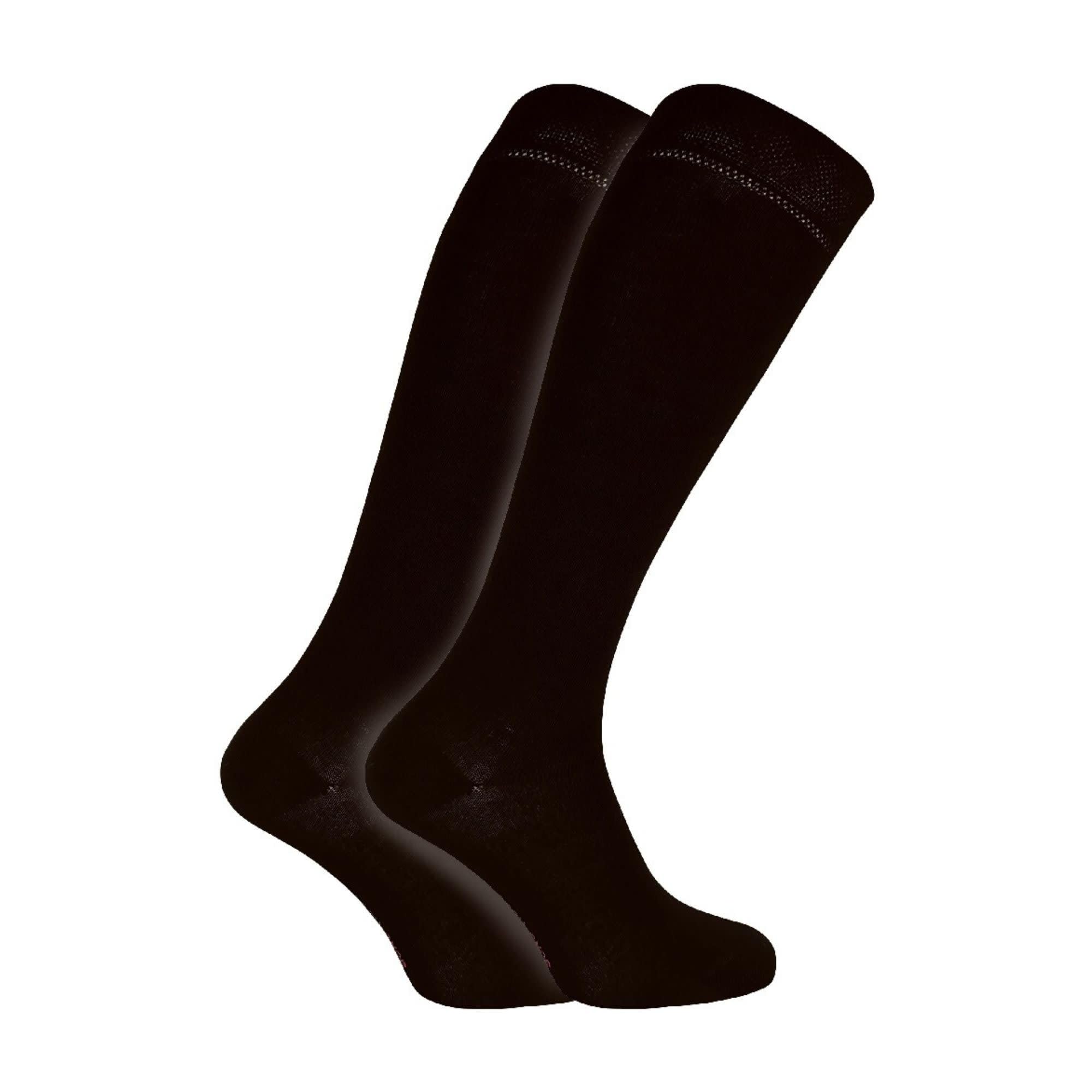 Sock Snob - Womens Long Knee High Bamboo Socks | 2 Pair Pack | Plain & Patterned | Gift for Ladies (4-7, Black)