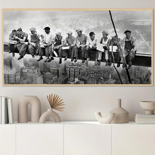 Peinture art mural de qualité supérieure motif travailleurs en pause toile géante 80x160 cm