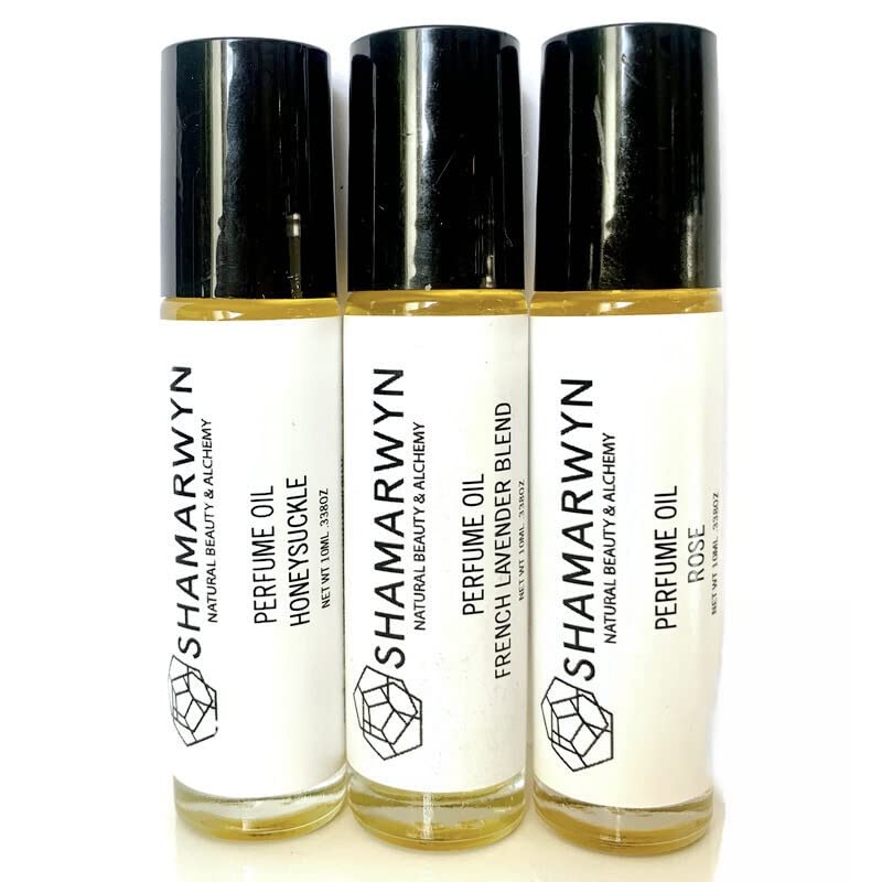 shamarwyn Botanical Perfume Oil Gift Set – Rose, Honeysuckle & Lavender Roll-Ons | Natural Jojoba-Based Fragrance Trio, 10ML Each