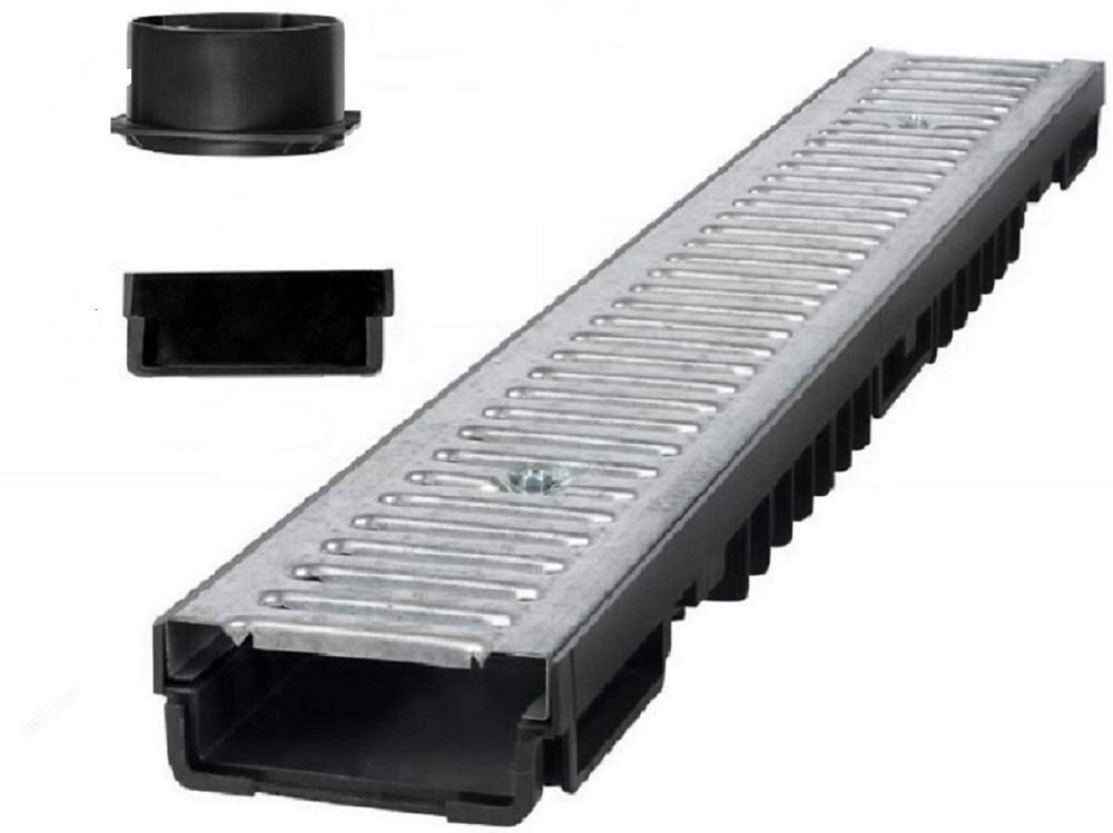 Caniveau de drainage h=55 mm Kit 3 m avec 2 embouts et raccord DN110