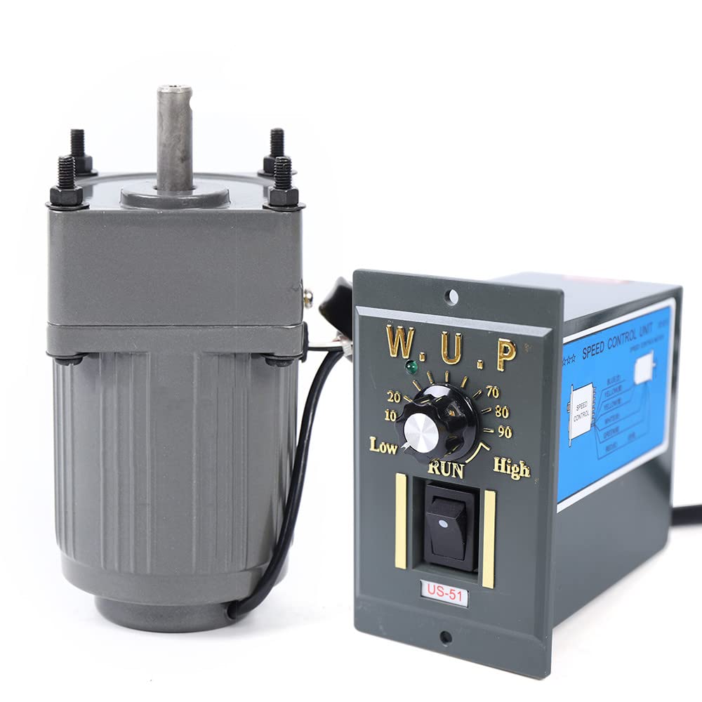 110V AC Gear Motor with Speed Controller, Variable Speed Gear Motor Single-Phase High Torque Adjustable Gear Reduction Motor 0-54RPM 15W 25K(Reduction Ratio 1:25)