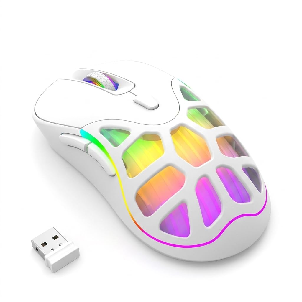 MELOGAGA Wireless Gaming Mouse, Bluetooth/2.4G, 6400 DPI, RGB -White | Dual-Mode Bluetooth/2.4G Wireless, 7-Color RGB Lighting, Ergonomic Comfort, Rechargeable Battery for Gaming And Office Use-picture-16