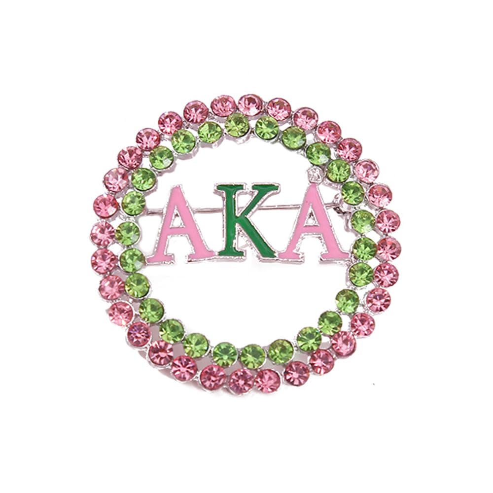 Imitation Rhinestone Greek Sorority Brooch for Women Girls My Best Friends Fashion Paraphernalia Lapel Pin Pink Green Crystal Jewelry for Sisters Ladies Sparkling Dress Accessory Sisterhood Graduation
