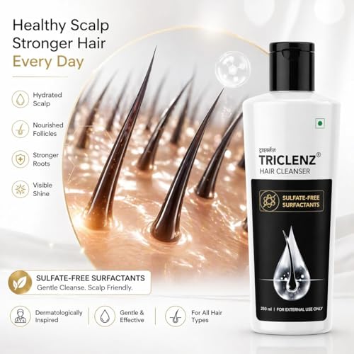Image of TRI-CLENZ Hair Cleanser, Sulfate-Free, with Niacinamide & Caffeine, for Dry, Damaged & Frizzy Hair, 250 ml FVBDFVE