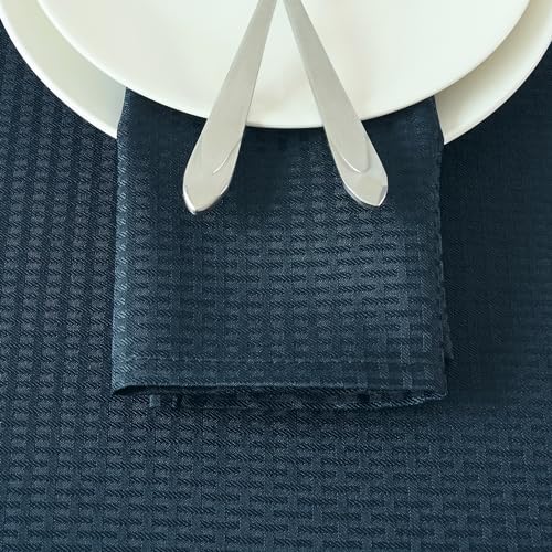 Image of maxmill Cloth Napkins Weaved Texture Pattern Soft Comfortable and Luxury Serviette for Restaurant Family Dinners Weddings Parties and Banquets Set of 4 Pieces, 20 x 20 Inch Navy Blue