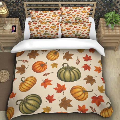 Parure de lit 3D citrouilles d'automne effet microfibre