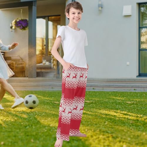 visesunny Boys Pants Christmas Deer Soft Long Bottoms Jogger Pants Elastic Waist Trousers with Pockets XL4