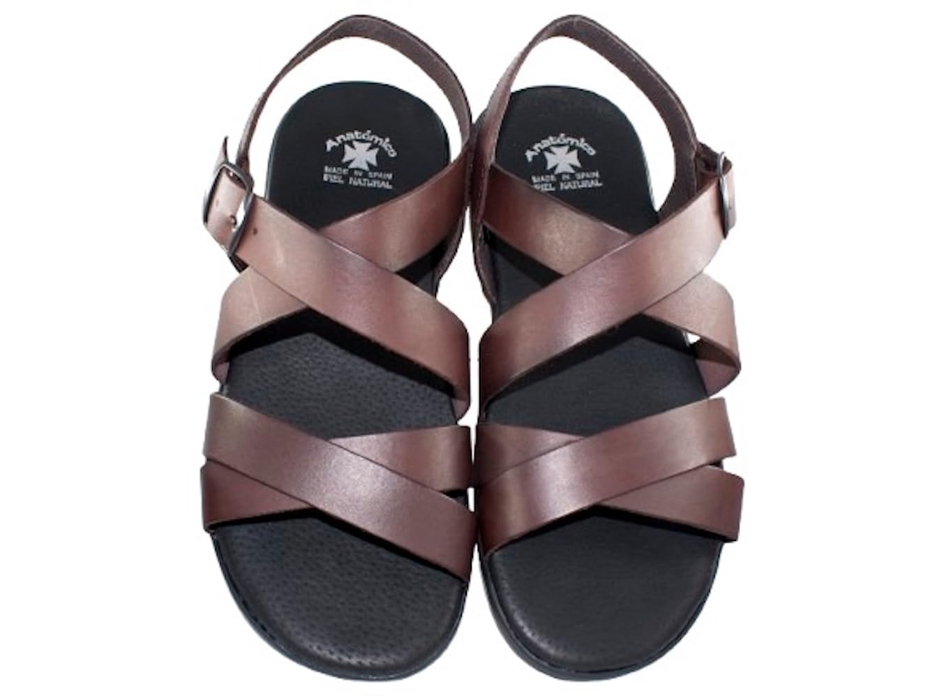 Sandalias Piel Hombre Modelo 138 Sandalia de Cuero con Hebilla Ajustable y Plantilla Anatómica, Suela Ligera Antideslizante