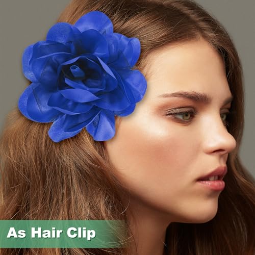 Image of M METERXITY Large Women's Brooches Lapel Pin, Lapel Pins Dainty Satin Fabric Big Camellia Flower Hair Clip Dancer Pin Up for Hats /Parties /Clothes /Jewelry