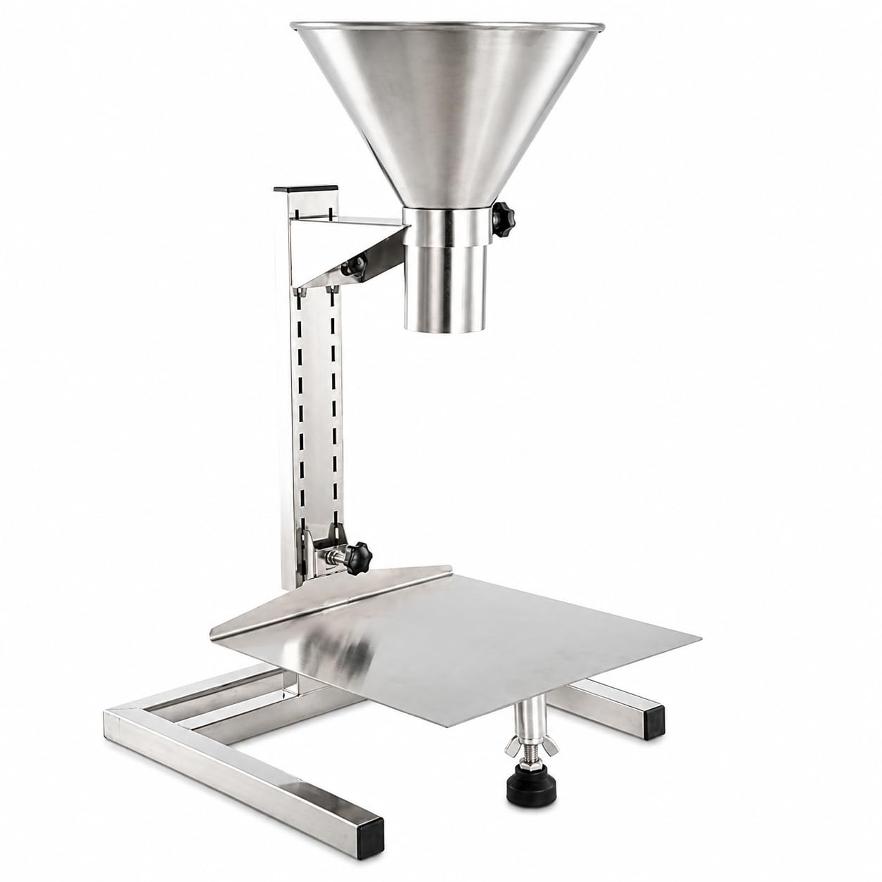 Einstellbarer Futtertrichter mit Halterung und Tablett, Verpackungszufuhr für Fertiggerichte, Pulver, Flüssigkeit, Granulat