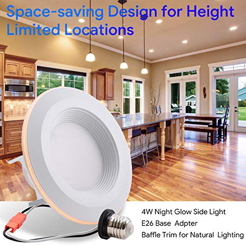 6 Inch Led Recessed Light With Night Light, Dimmable, 10.5W=85W, 3000K Warm White, 650Lm Recessed Lighting Downlight, Wet Rated, Simple Retrofit Installation, Etl Listed - 6 Pack #TOP5
