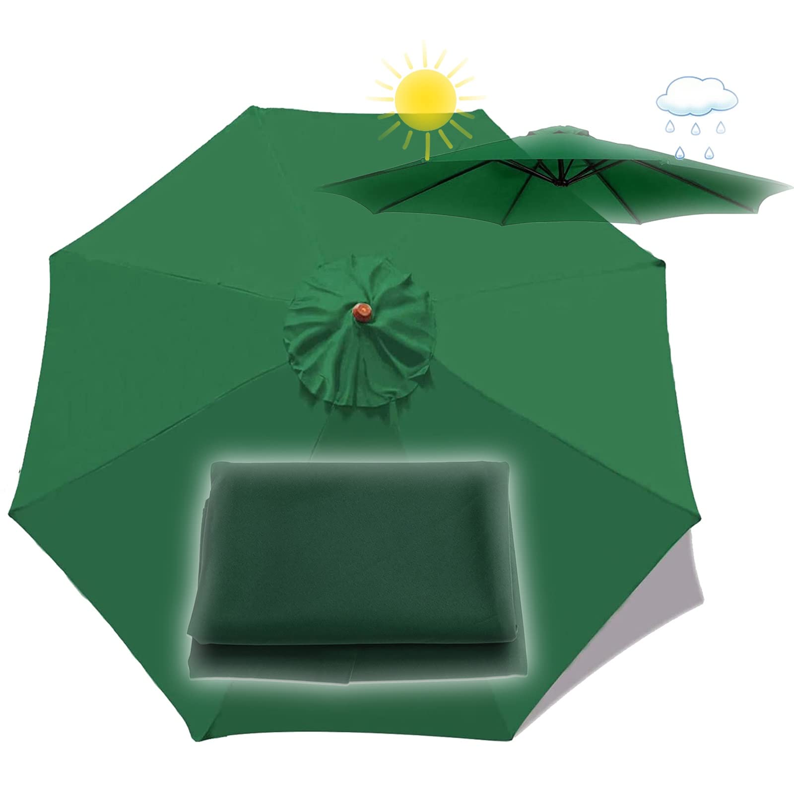 Recambio parasol 300 cm lavable con protección UV e impermeable negro 8