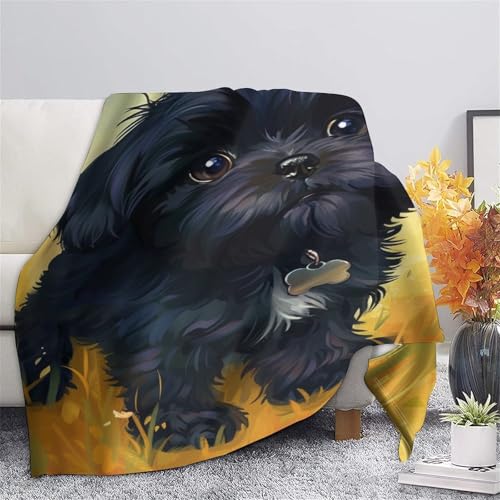 Couverture Yorkshire Terrier en microfibre de 180x200 cm pour lit et canapé - 7