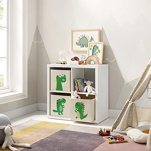 Miniatura 3 de Songmics 3 Cajas De Almacenamiento De Niños, Juego De Organizadores De Juguetes 30 X 30 X 30 Cm, Cubos Plegables Con Asas, Para Dormitorio, Sala De Juegos, Patrones De Dinosaurios, Beige Rfb704w03