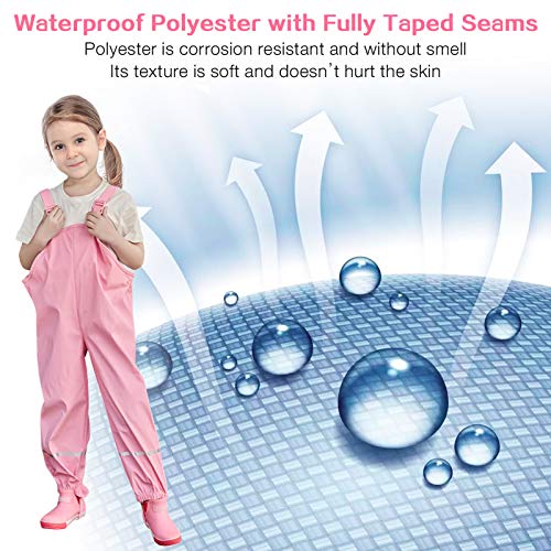 Image of SSAWcasa Kids Rain Pants, Toddler Waterproof Boys Girls Pants, Mud Dirty Proof Rain Suspender Trousers Overalls
