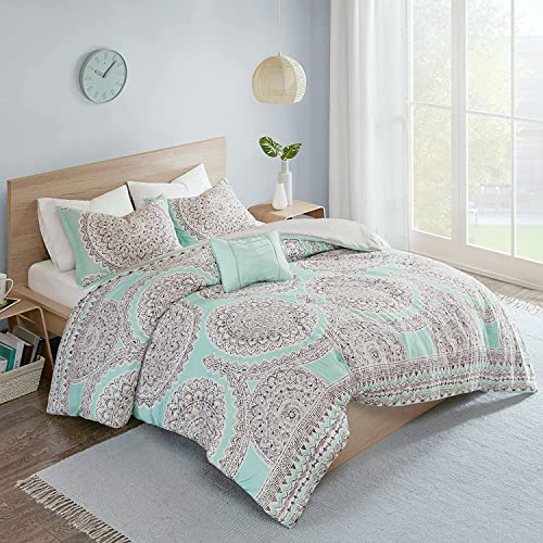 Comfort Spaces CS10-0224 Cozy Comforter Set-Modern Casual Boho Bedding Set, Matching Sham, Decorative Pillow, Full/Queen(90"X90"), Adele Medallion Aqua 3 Piece thumb #7