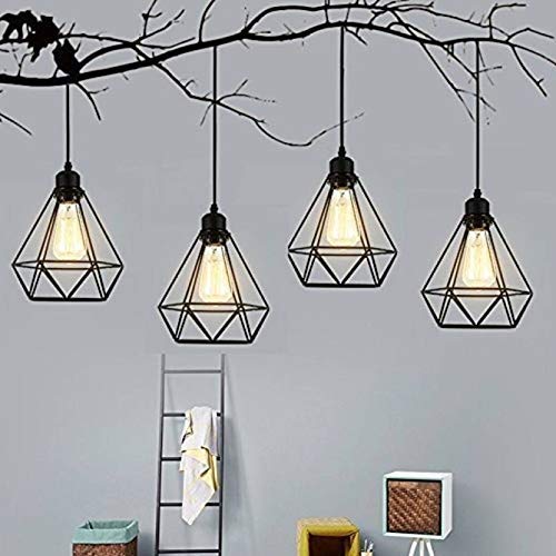 Image of Metal Diamond Cadge Hanging Light Pendant Lamp, Antique Bronze, (Bulb not Included) Small Pack of 2
