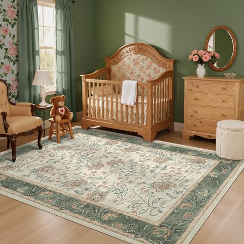 Tapete decorativo rectangular 5x7 GarveeHome verde salvia miniatura 4