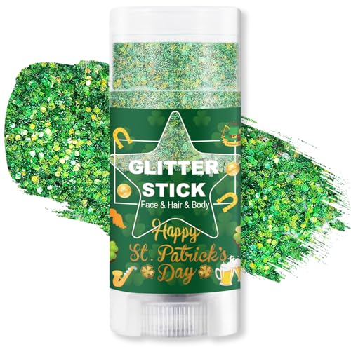 Brazil Body Glitter Stick Waterproof Halloween Face Glitter Gel Chunky Glitter Face Paint Chameleon Color Changing Green Sequin Hair Glitter Makeup for Women and Kid (Brazil)