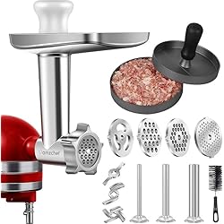 Kitchenaid Accesorio Picador De Carne Accesorio para Kitchenaid Artisan- Picadora de Carne Accesorios Incluye 3 Tubos para Maquina Salchichas, 4 Placas de Picado, 2 Cuchillas, Smash Burger (Sólo incluye accesorios. artisan no incluido)