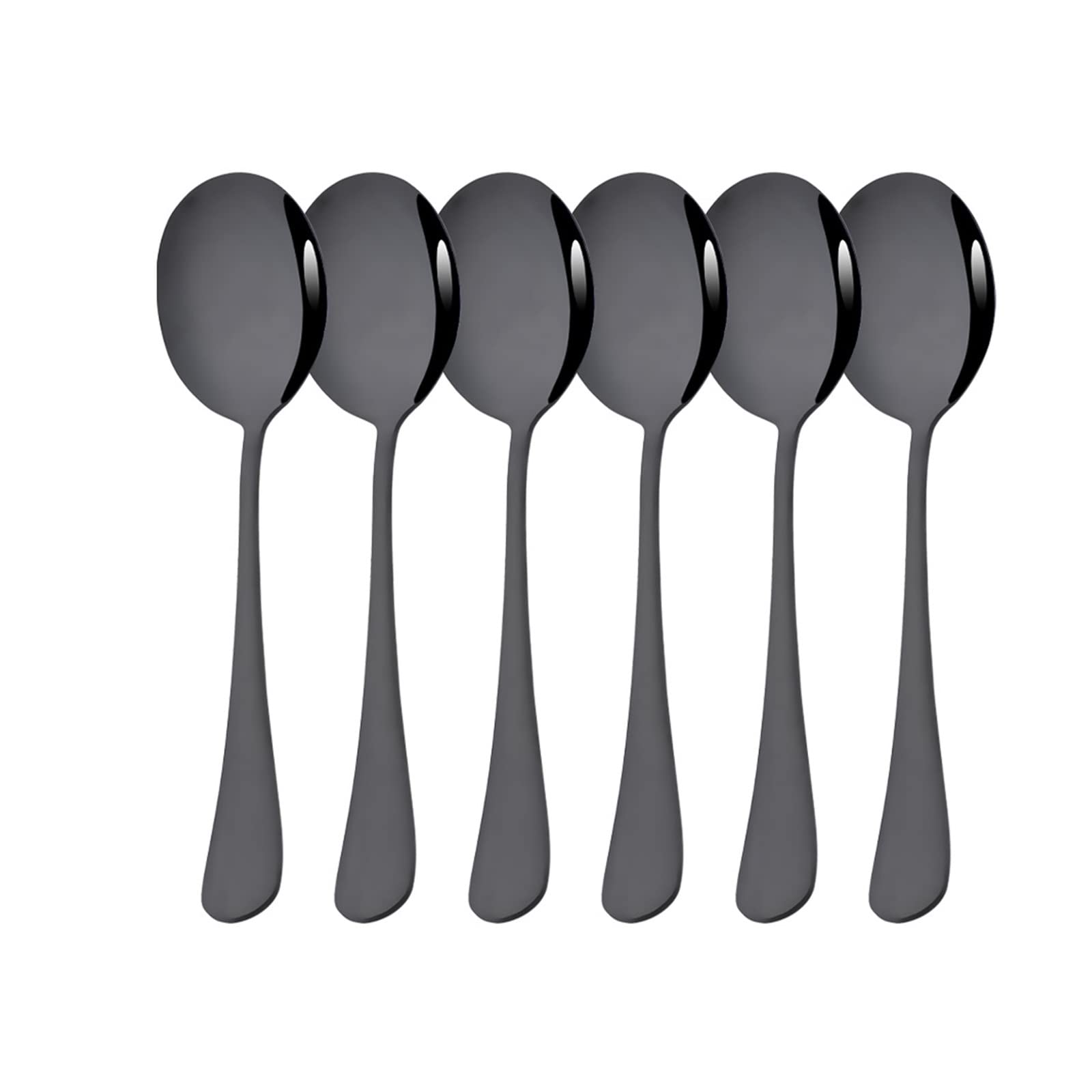 2/4/6-teiliges Geschirrset Küche Abendessen öffentlicher Löffel Restaurant Edelstahl Verteillöffel Buffet Servierlöffel Leisurely (Color : 6Pcs Black)
