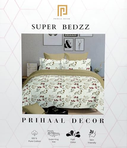 Image of Super Bedzz by Prihaal Decor Cotton Double Size Bedsheet with 2 Pillow Cover Size:108x108 (Coffee 9) bedsheet for Double Bed, Cotton Double bedsheet, Suitable for Bedroom, Gift Set