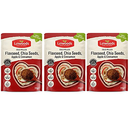 (paquete de 3) - Semilla de lino molida, chia, manzana y canela | LINWOODS