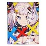 壁タペストリー かわいいアニメ柄 VTuber かぐや 月 ルナちゃん 布ポスター 壁掛け タペストリー 大判 【雰囲気転換 背景 多機能】 室内装飾 壁飾り 模様替え モダン 装飾小物 部屋 リビングルーム 寮の飾り小物 窓カーテン 簡単にかける 60"x80"