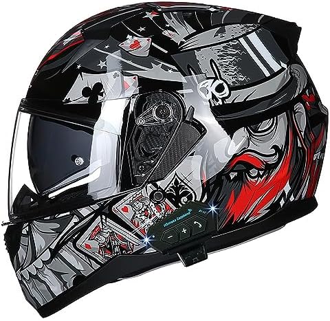 Bluetooth Motorcycle Helmet Anti-Fog Double Visor Flip Up Full Face Motorbike Helmet DOT Approved Built-in Dual Speaker with Microphone Automatic Answering for Adults Men and Women