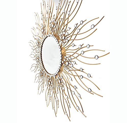 Meida Glam Metal Sunburst Decorative Wall Mirror 27 Inches, Gold Wall Decor With Eye-Catching Design For Living Room, Kitchen, Bathroom Mirror Home Decor (Sunburst) #TOP5