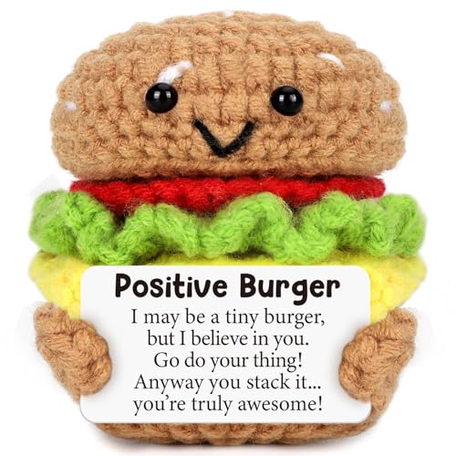 Mini Fathers Day Birthday Gifts for Grandpa from Granddaughter Grandson Handmade Crochet Burger Birthday Gifts for Grandfather Thank You Gift for Papa New Grandfather Bonus from Grandkids