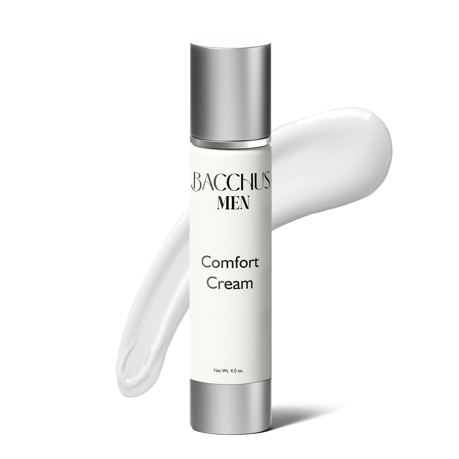 BacchusMen Comfort Body Cream, Deep Moisturizing & Hydrating Cream for Dry and Sensitive Skin - Natural & Organic Skin Cream with Coconut & Arnica Oil, Aloe & Ivy Extract | Made in USA | 4 oz